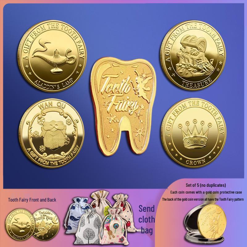 Tooth Fairy Keepsake: Gold Coin Storage Box for Children's Lost Teeth