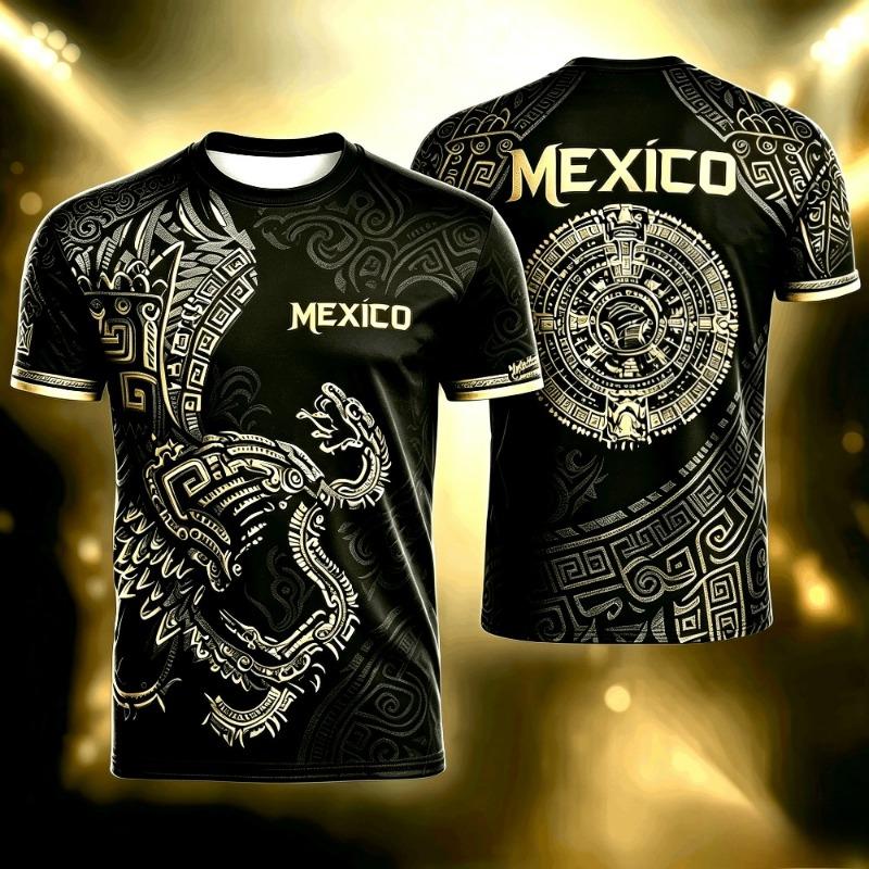 Summer Mexico Print T Shirt for Men Funny 3D Eagle Pattern Tees Football Sports Kids Fashion Print Casual Women Short Sleeve