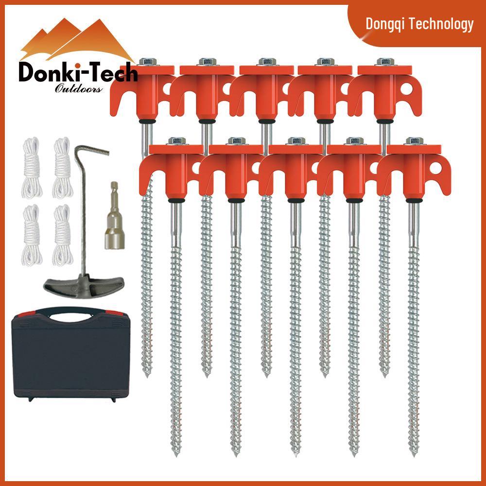 Fluorescent Spiral Tent Stake - Hexagonal Awning Anchor for Camping