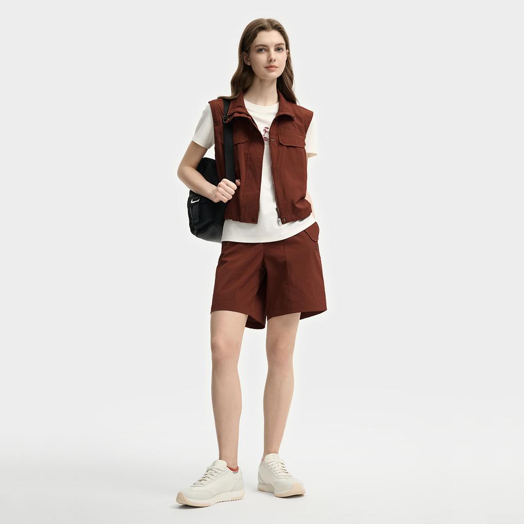 Fila Heritage Fashion Casual Versatile Lightweight Work Style Collar Woven Vest Women Vests F11W538704FBN