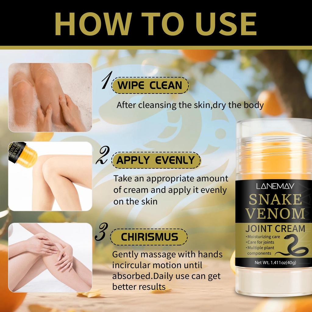 Snake Venom Joint Cream-Multipe Plant Components, Moisturising Care-Care For Joints, 40g