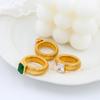FYSARA Stainless Steel Thread Ring Vintage Elastic Colorful Cubic Zirconia Ring Charm Anniversary Zircon For Women Party Gift