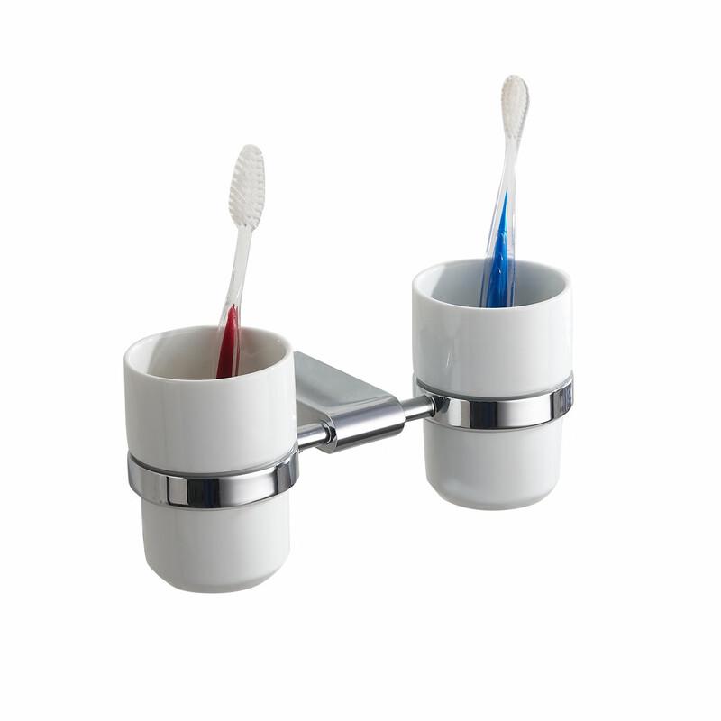 Hanyou Punch-Free Bathroom Shelf with Double Cups