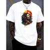 European Sizes Men's Reggae Dreadlock Graphic T-Shirt Crew Neck Short Sleeve Tee for Rasta Style & Casual Wear - Year-Round for Festivals & Everyday