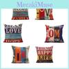 Premium Kare Yastık Kılıfı Pamuk Baskılı Retro Karışık Harfler Zamansız Zarafet İçin
