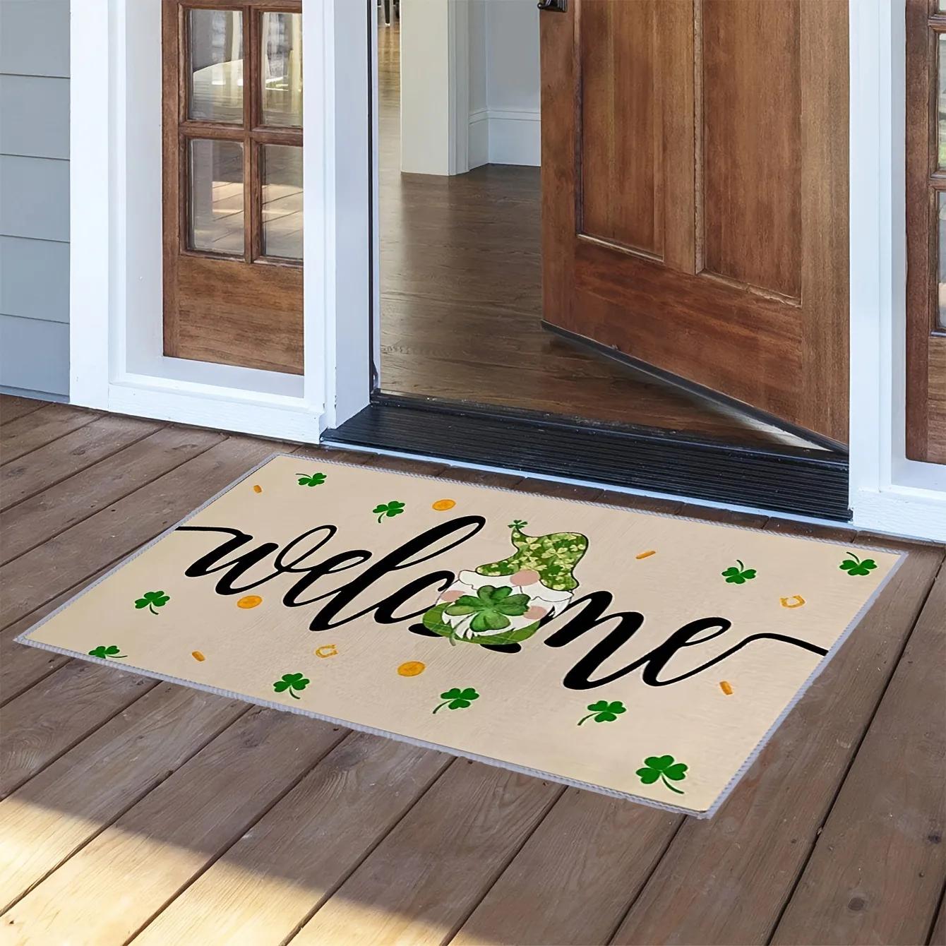 

Welcome Entryway Carpet Mat - Decorative Pattern Heart Floral Elf Sunflower Festive Daily Decorative Home Decoration Rug 40cmx60cm