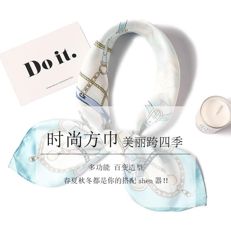 New printed silk scarf temperament fashionable versatile small square scarf women's spring and summer thin decorative sunscreen autumn and winter warm