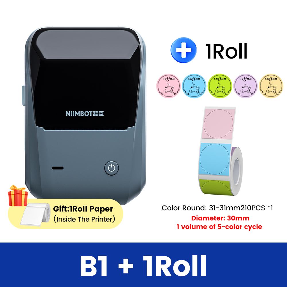 Niimbot B1 Wireless Label Maker White Color Transparent Clear Round Adhesive Sticker Business Bluetooth Labeling Printer Paper