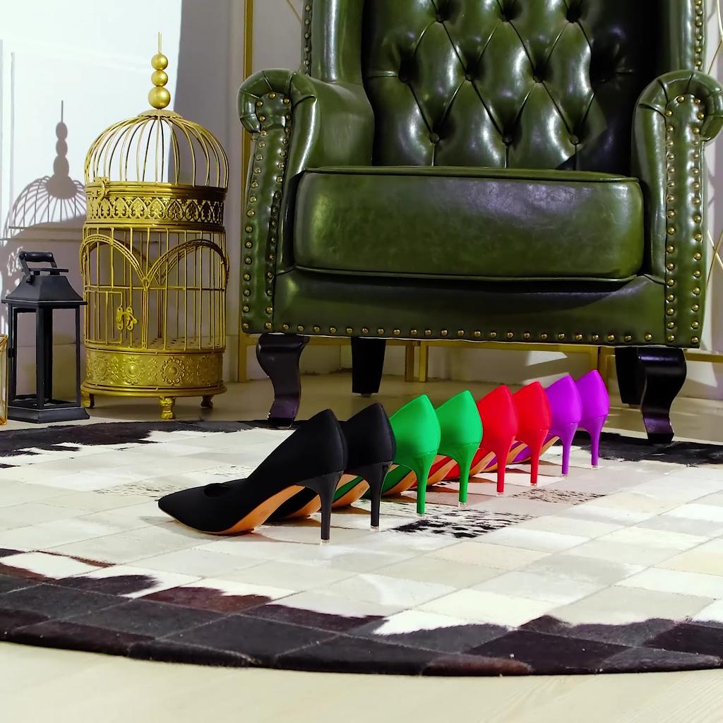 Fashion Spring Autumn Fashion Women Satin Grace Concise Stilettos Party Vintage Solid Color Dress Shoes Soft Female Footwear 18249-A2