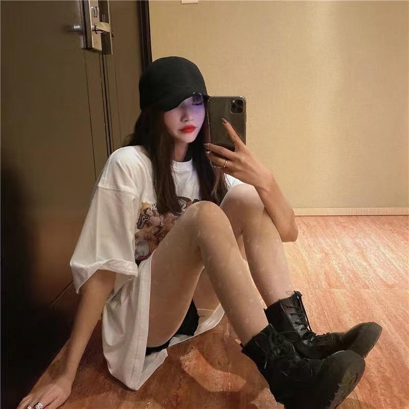 Dámské sexy Vintage falešné punčochy s potiskem mašličky z tenké síťoviny