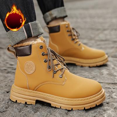 Sapatos Masculinos de Inverno Acolchoados e Espessados Botas Masculinas Calor Britânico Botas de Ruibarbo Trabalho Sapatos de Algodão de Cano Alto Confortáveis Minimalistas Versáteis