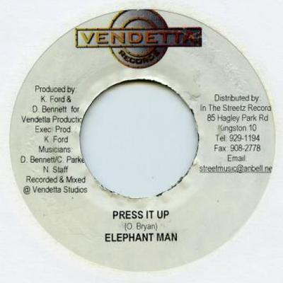7inch Record ELEPHANT MAN - Press It Up Vendetta 2004 Jamaica Reggae, Ska & Dub