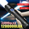 High Power Portable LED Flashlight Aluminum Alloy Type-c Rechargeabl Strong Light Zoomable Handlamp for Outdoor Camping Hiking