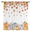 Thanksgiving Fall Pumpkin Maple Leaf Sheer Curtains Home Window Decorations Voile Tulle Curtains For Living Room Bedroom Kitchen