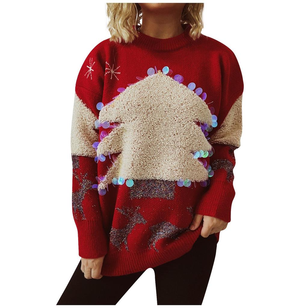 Women's Autumn/Winter Fashion Christmas Sweater Round Neck Long Seeve Sweater