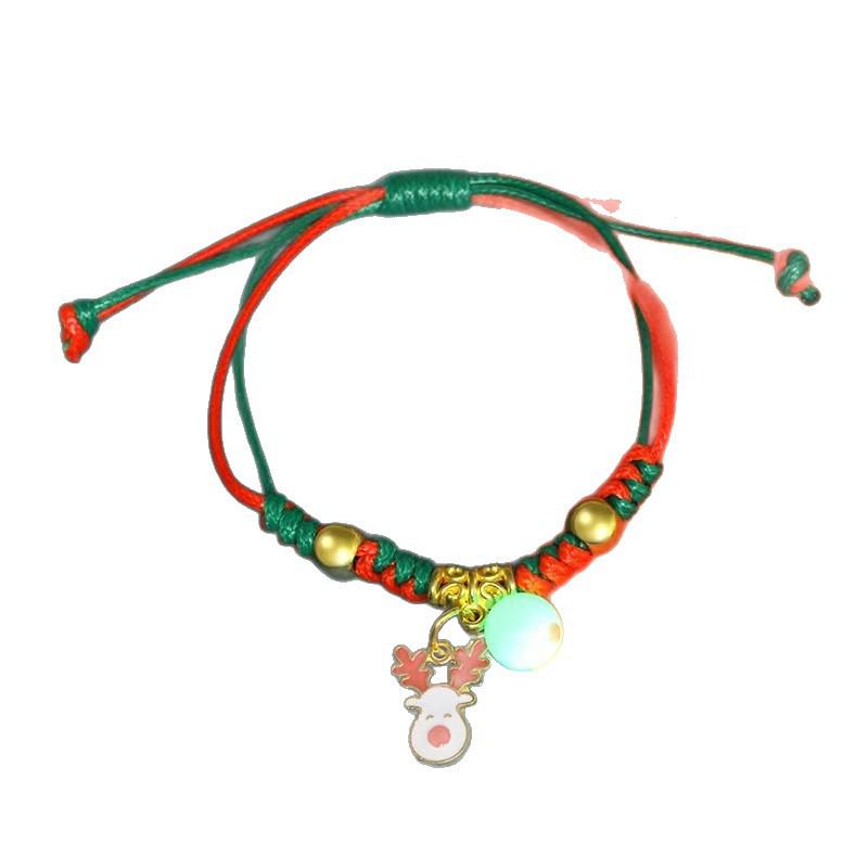 2025 Trendy Christmas Pendant Hand Rope with Santa Claus and Bell