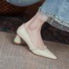 Shoes for Women 2024 Pearl Ladies Summer Footwear Bride Mary Jane with Heel Japanese Style Lolita Pointed Toe Gothic Lastest 39