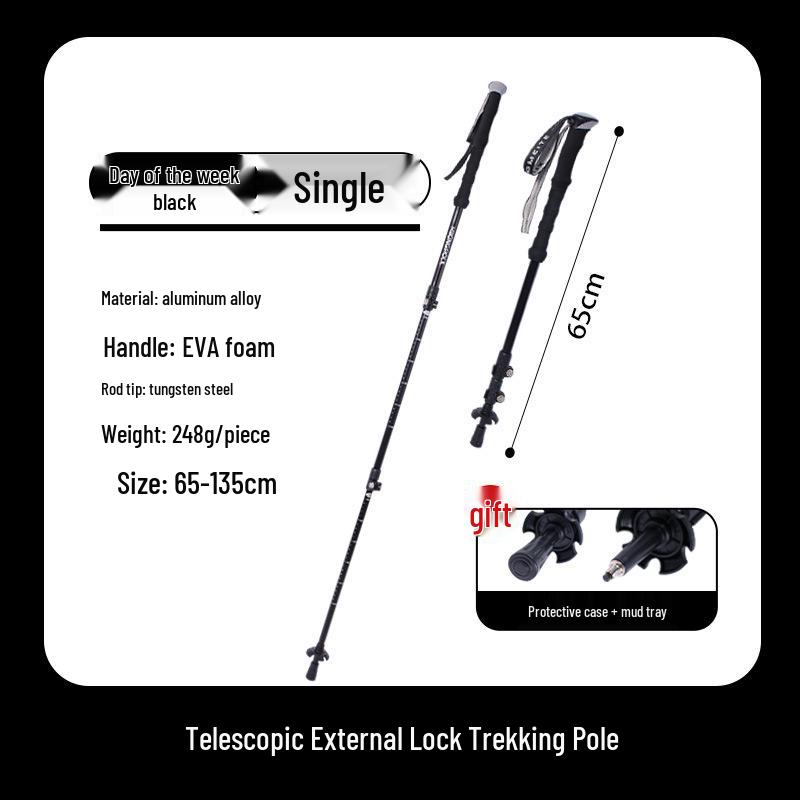 Ultra-light Telescopic Aluminum Trekking Pole - Foldable, Portable, and Perfect for Hiking and Climbing