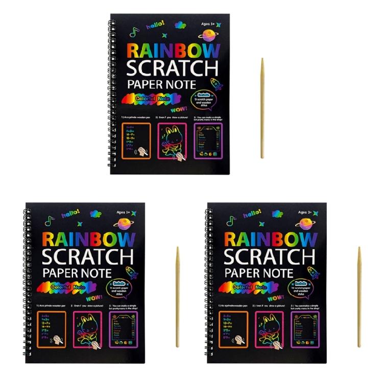 Portable Scratch Drawing Book Built in Colorful Pattern Twin Coil Binding Doodling Book for Children Adult Art Drawing