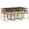 7 Piece Outdoor Dining Set with Cushions Beige Poly Rattan