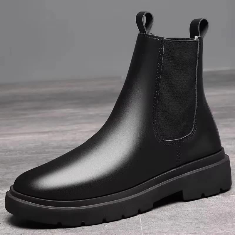 Men's Autumn Chelsea Boots Outdoor high top fashion shoes British style  versatile mid top boot Casual comfortable male shoes