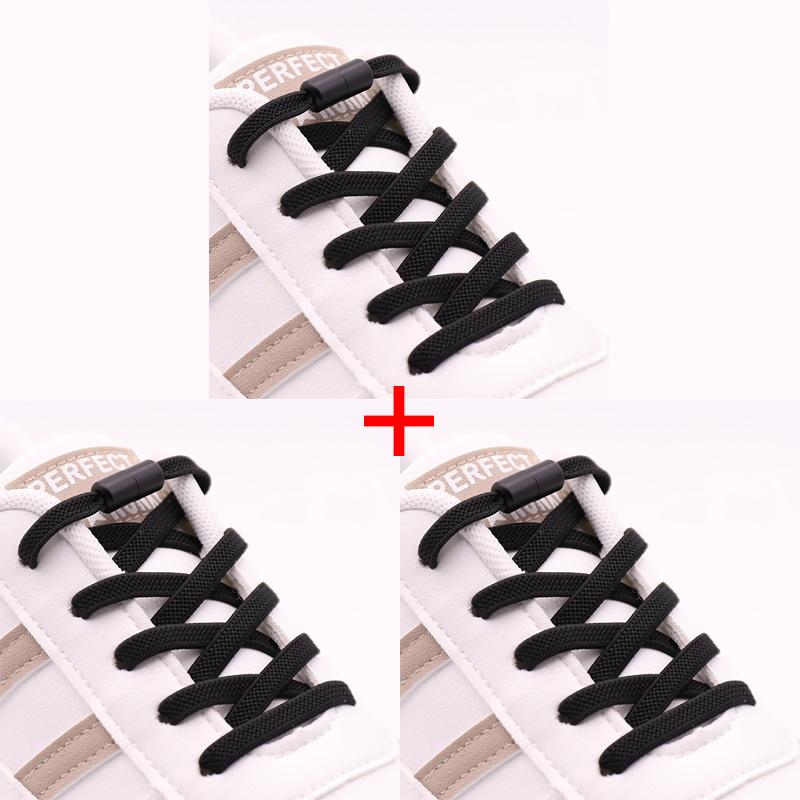 New 1Pair/3Pair Metal Lock Shoe Laces for Sneakers Elastic Stretch No Tie Shoelaces Casual Shoes Running Shoes