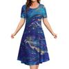2026 New Summer Loose A-line Dress 3D Printing Short-sleeved Women's Evening Dress Women's Elegant Fashion Round Neck Dress