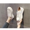 Genuine Leather Shoes Women Sneakers Flat Fashion Brand Ladies White Shoes Soft Comfortable Thick Sole 3cm