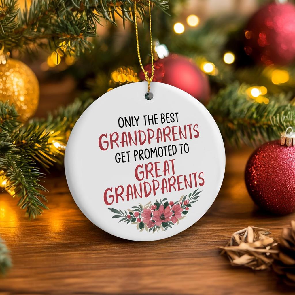 Grandparents Gifts Ornament, Grandparent Gift from Grandkids, Pregnancy Announcement Promoted to Grandparents Ornament, Great Grandparent Birthday