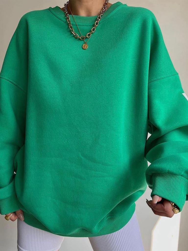 Women's Sweatshirt Stylish Print Long-sleeved Top Casual Thick Loose Pullover