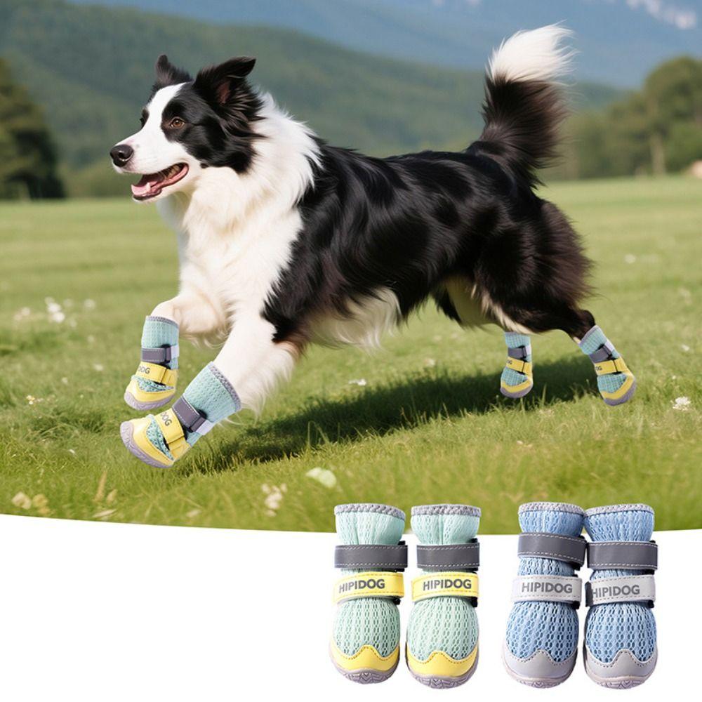 Breathable Dog Mesh Shoes Rubber Sole Puppy Paws Protectors Fashion Anti-Slip Pet Shoes  Hot Days