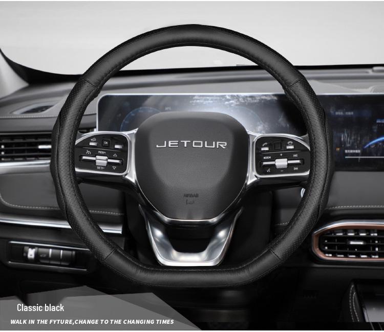 Jetour 21 X70/X70S/X90 95 Genuine Leather Steering Wheel Cover, All-Season Interior Accessory.