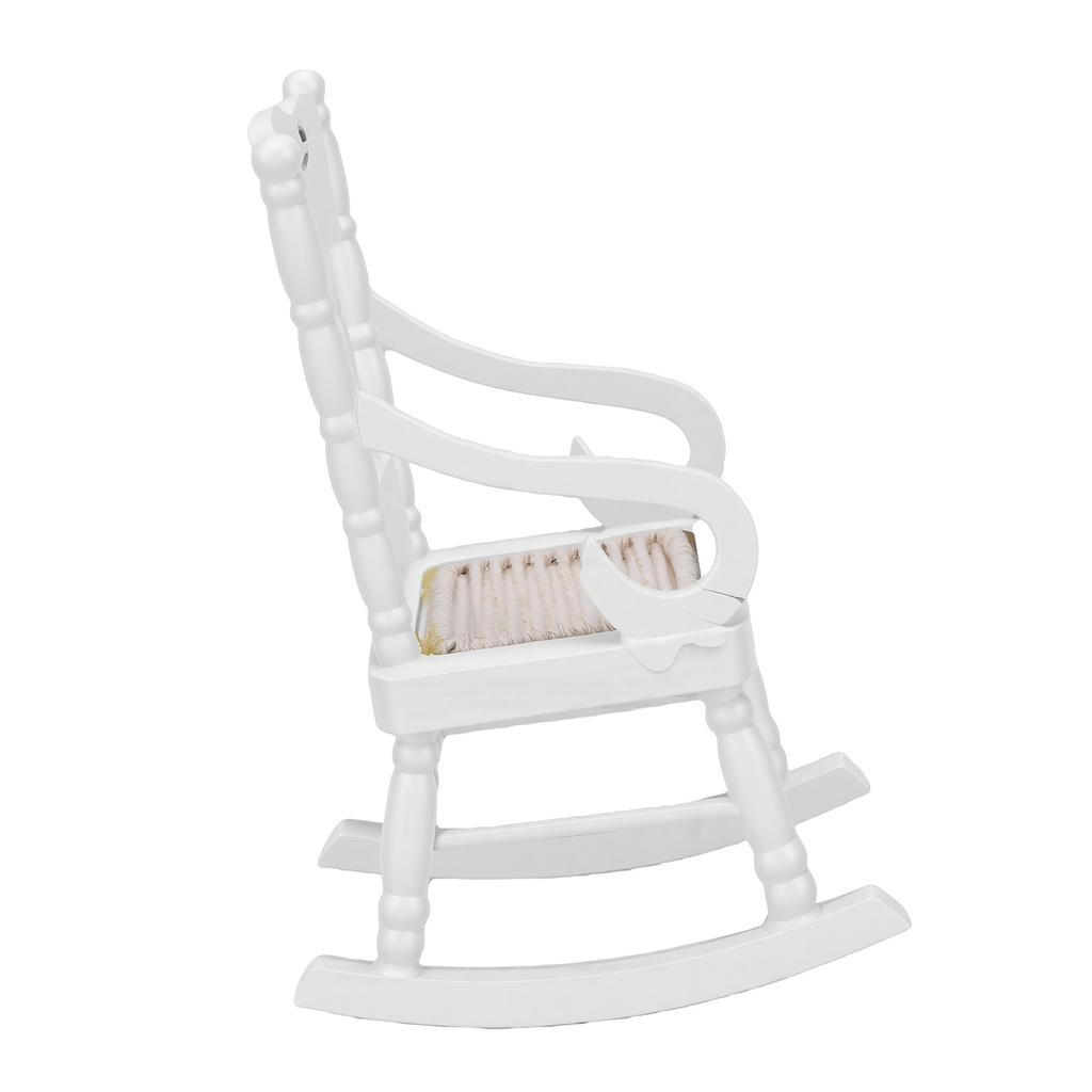 Miniature Wooden Rocking Chair 1:12 Scale Dollhouse Furniture Handcrafted Birch Wood Model Home Decor White
