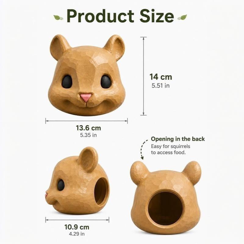3D Printed Cute Squirrel Head Feeder Fun Animal Face Hanging Pendant Feeder Outdoor Garden For Home Decoration Gifts
