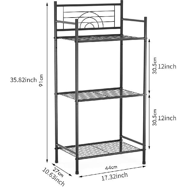 LEEDA 3-Tier Freestanding Multipurpose Storage Shelves Heavy Duty Metal Shelving Unit, Display Plants Flowers Bath Essentials, for Kitchen Bathroom