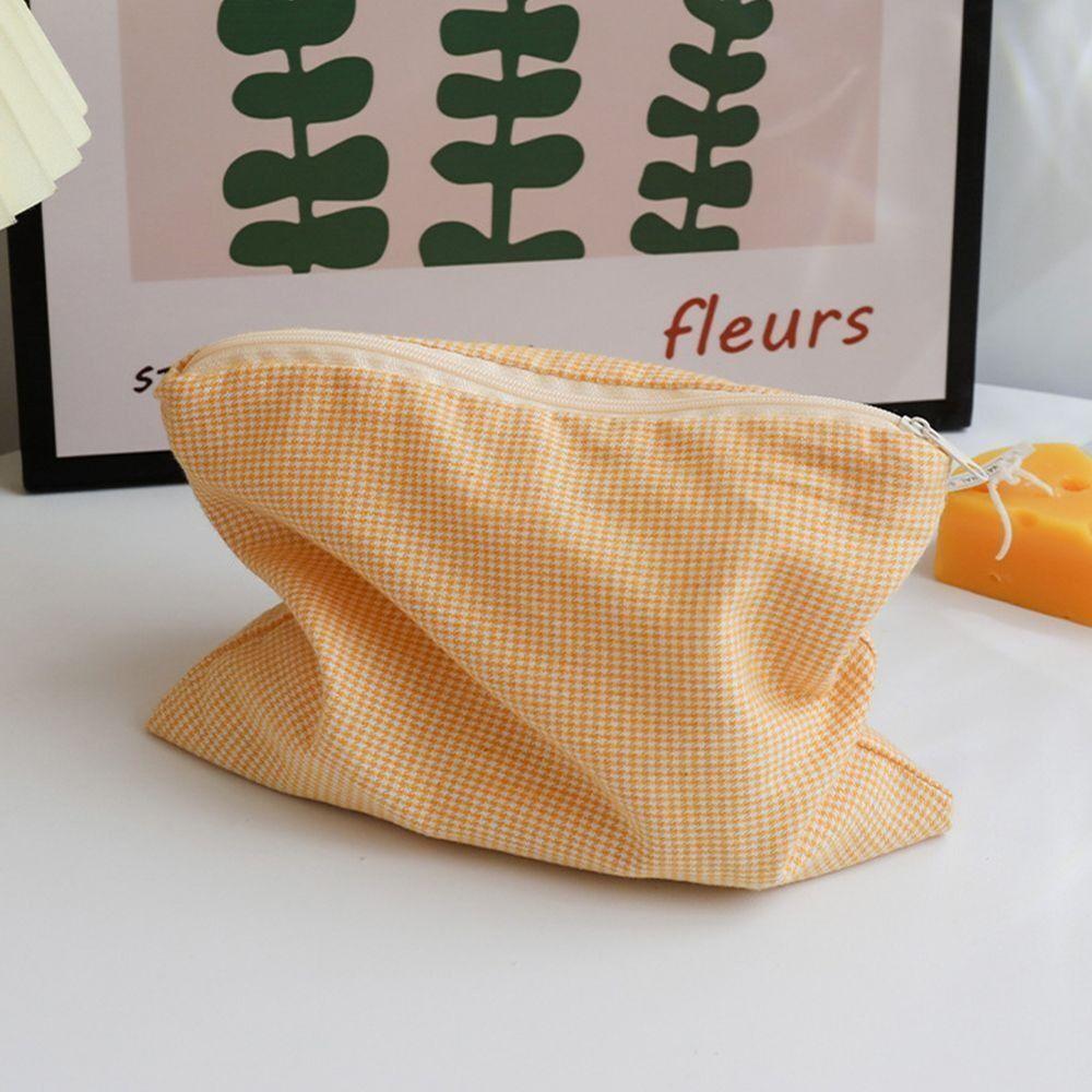 

Portable Large Capacity Cosmetic Bag Cotton Plaid Cosmetic Storage Bag Coin Purse