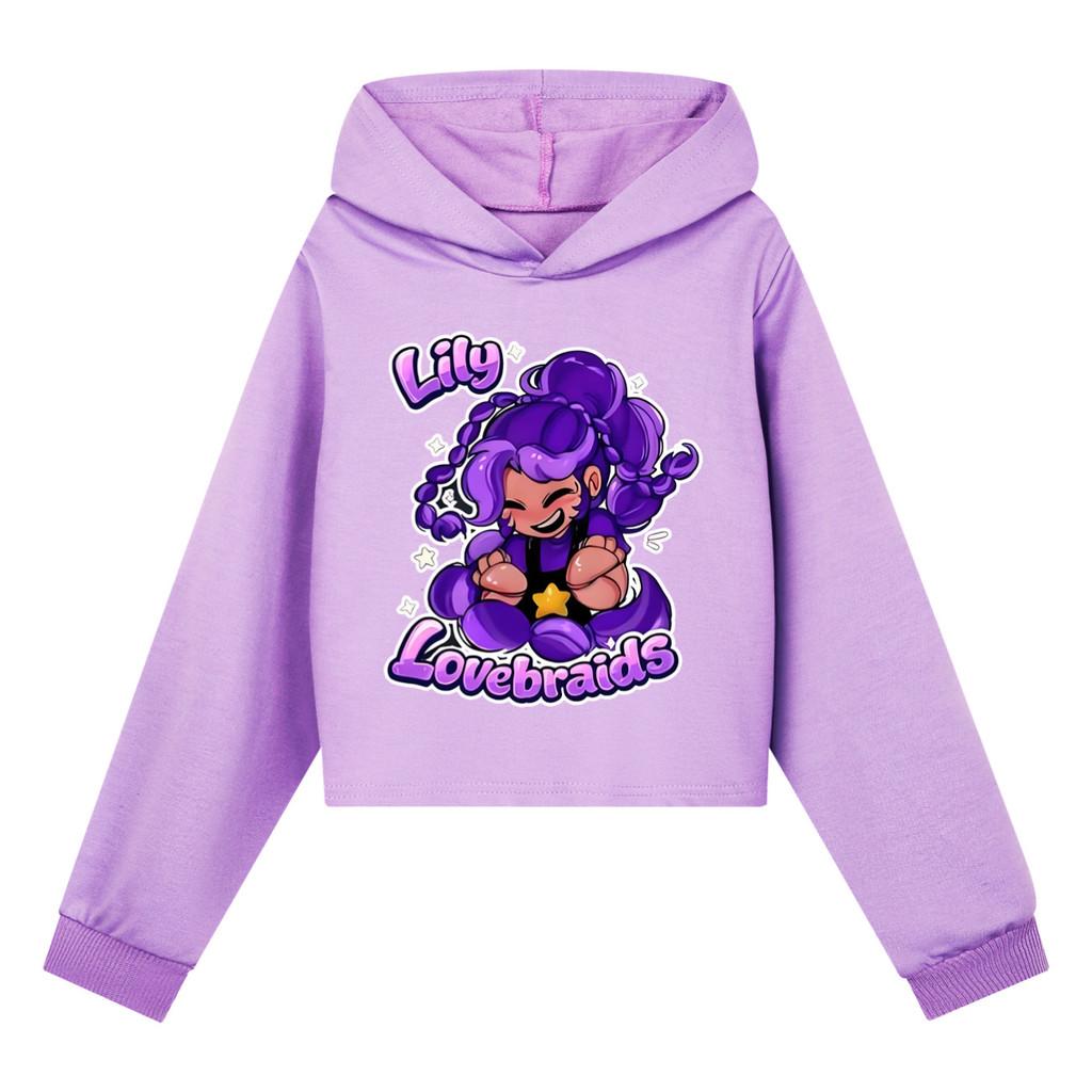 5600 Kids Girls Playtime Lily Lovebraids Print Cartoon Sweatshirt Long Sleeves Hoodies Top 110cm