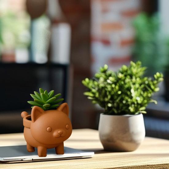 Cat Flower Pot Tabletop Decor Succulents Planter 3D Printed Kitten Plant Pot for Succulents Cactus Home Office Desk Decor