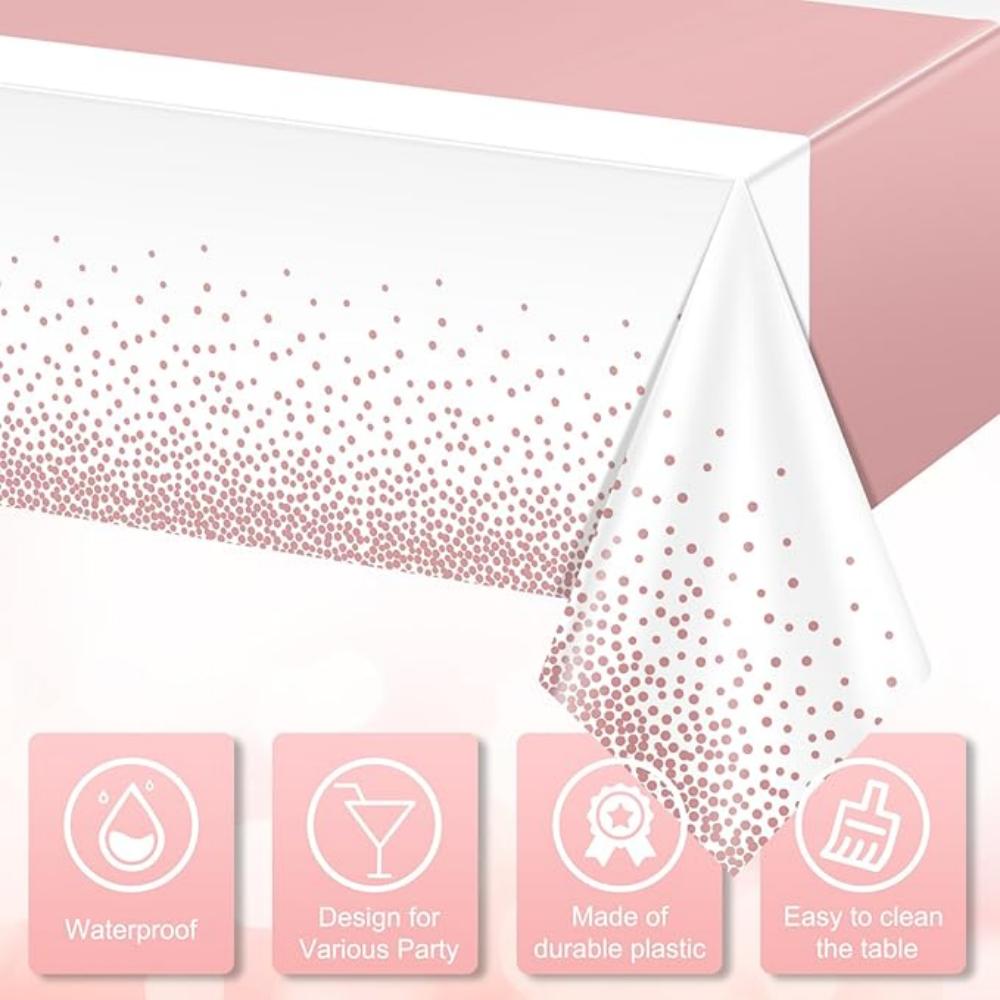 Gold Polka Dots Confetti Plastic Tablecloths Disposable Table Covers Thanksgiving Table Cloths for Picnic Birthday Wedding Party