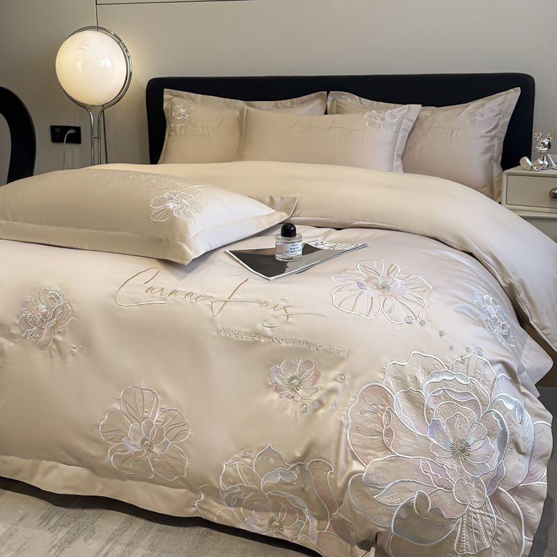 

Роскошный 4-предметный вышитый комплект постельного белья для мамы и малыша: Гипоаллергенный, Дышащий Пододеяльник, Простыня, Покрывало – Идеально для Свадеб 1.5m Fitted Set 4pcs [Duvet Cover 200x230]