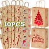 Großhandel Kraft Geschenktaschen mit Henkel Weihnachten Party Süßigkeiten Keks Verpackung Leckerli Beutel Niedliche Weihnachtsmann Schneemann Dekoration Zubehör