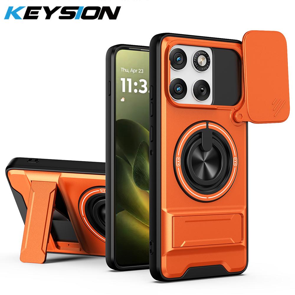 KEYSION Magnetic Phone Case for Motorola MOTO Edge 70 5G Slide Camera Protection Upright Kickstand 360° Ring Shockproof Cover