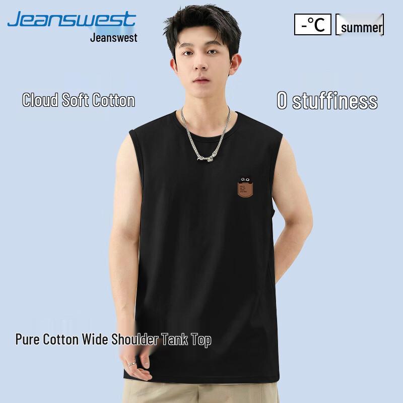 Jeanswest Men s Sleeveless Cotton Pocket Cat Tank Top XL