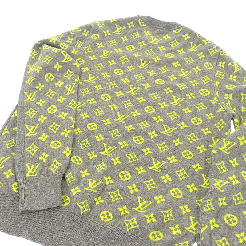 LOUIS VUITTON  XL knit gray/yellow cashmere mens