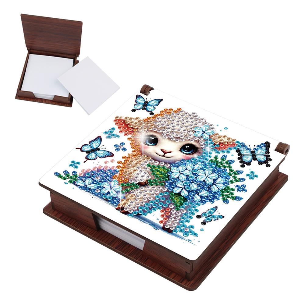 Animals Gem Painting Memo Pad Holder Mosaic Kit Contains 160 Sheets of Paper Rhinestones Post It Dispenser for Adults Beginners