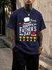 2026 New Pure Cotton Tshirt Happy Fathers Day Hat Trophy Slogan Print Round Neck Short Sleeve Casual Top