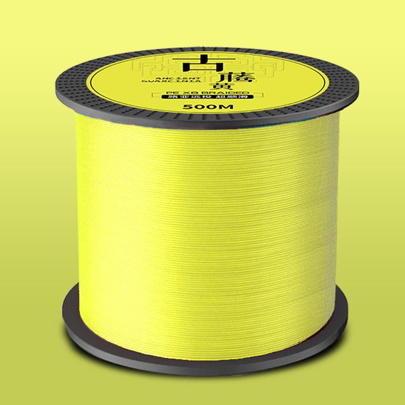 

8-Strand PE Horse Hair Fishing Line, 500m: High-Strength, Long-Cast Main Line for Saltwater, High Horsepower Anchoring. No. 0.6 гірчичний/жовтий