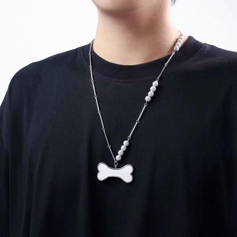 BELLA BOX Simple Design Bone Splicing Pearl Clavicle Chain Necklace Suitable For Men's Daily Party Fashion Jewelry