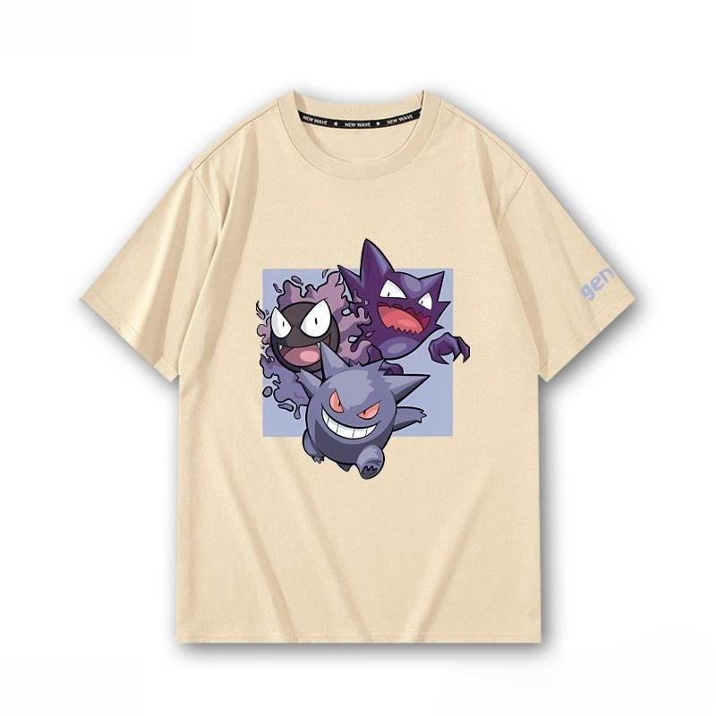 Pokémon Gengar Printing Tee 100 Cotton Tshirt Mens 2026 Summer Fashion Oversize Street Casual Y2K Tops Streetwear Clothing
