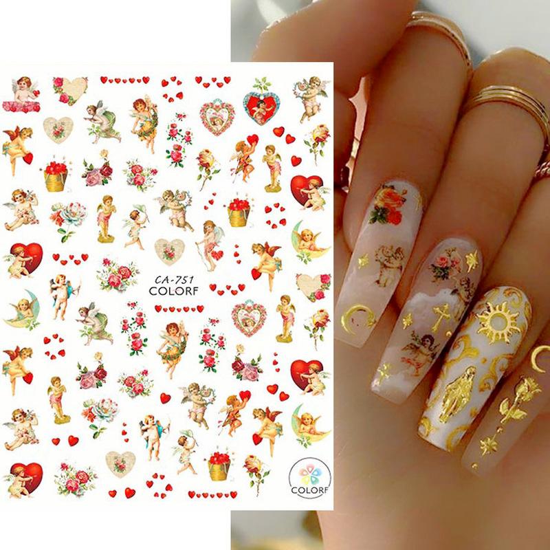 Sexy Lips New Year Slider Valentine's Day Beating Love Heart Design Abstract Pattern Cartoon Fashion Nail Sticker